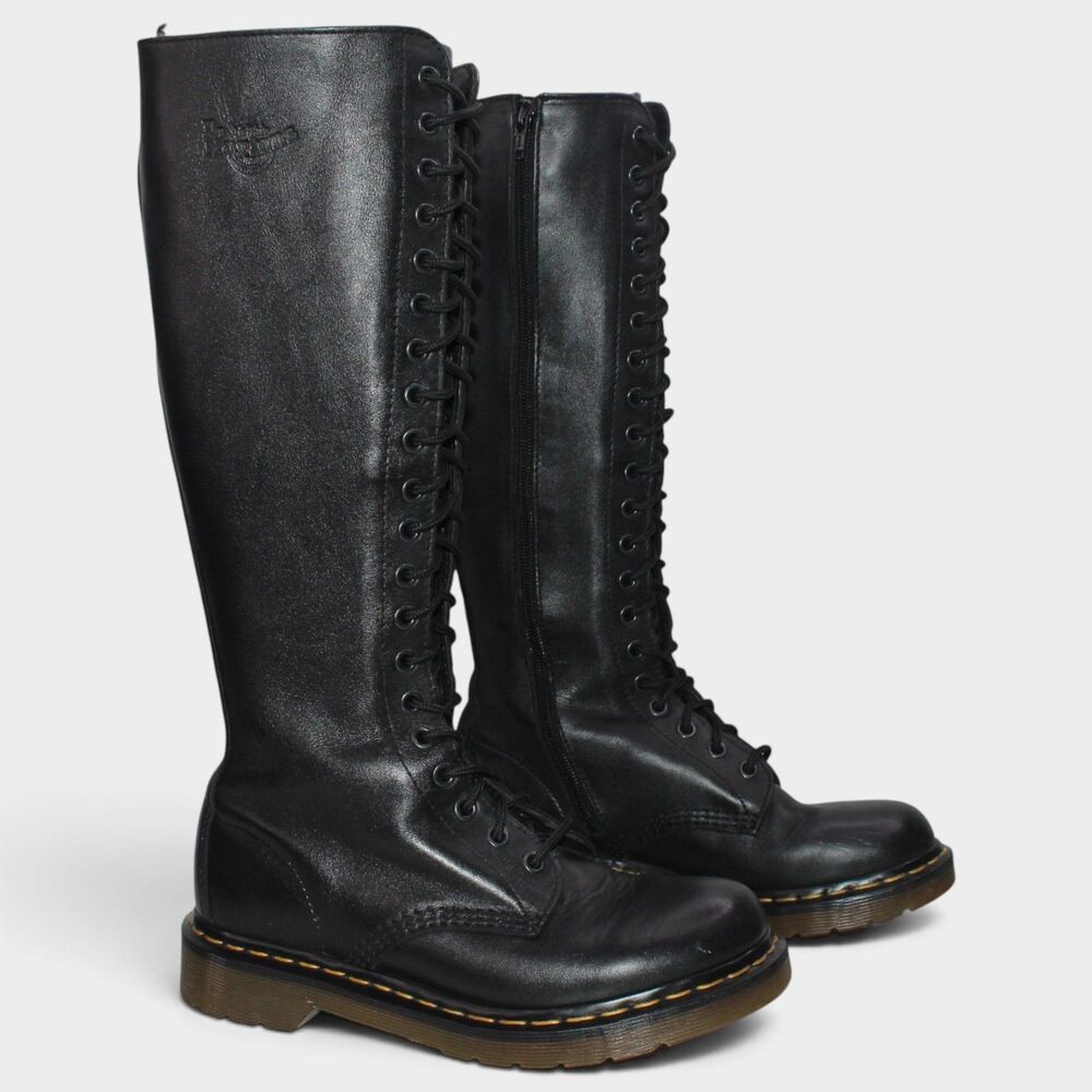 Dr Martens 1B60 Women 7 Black Virginia Leather 20 Eye Knee High Boots
